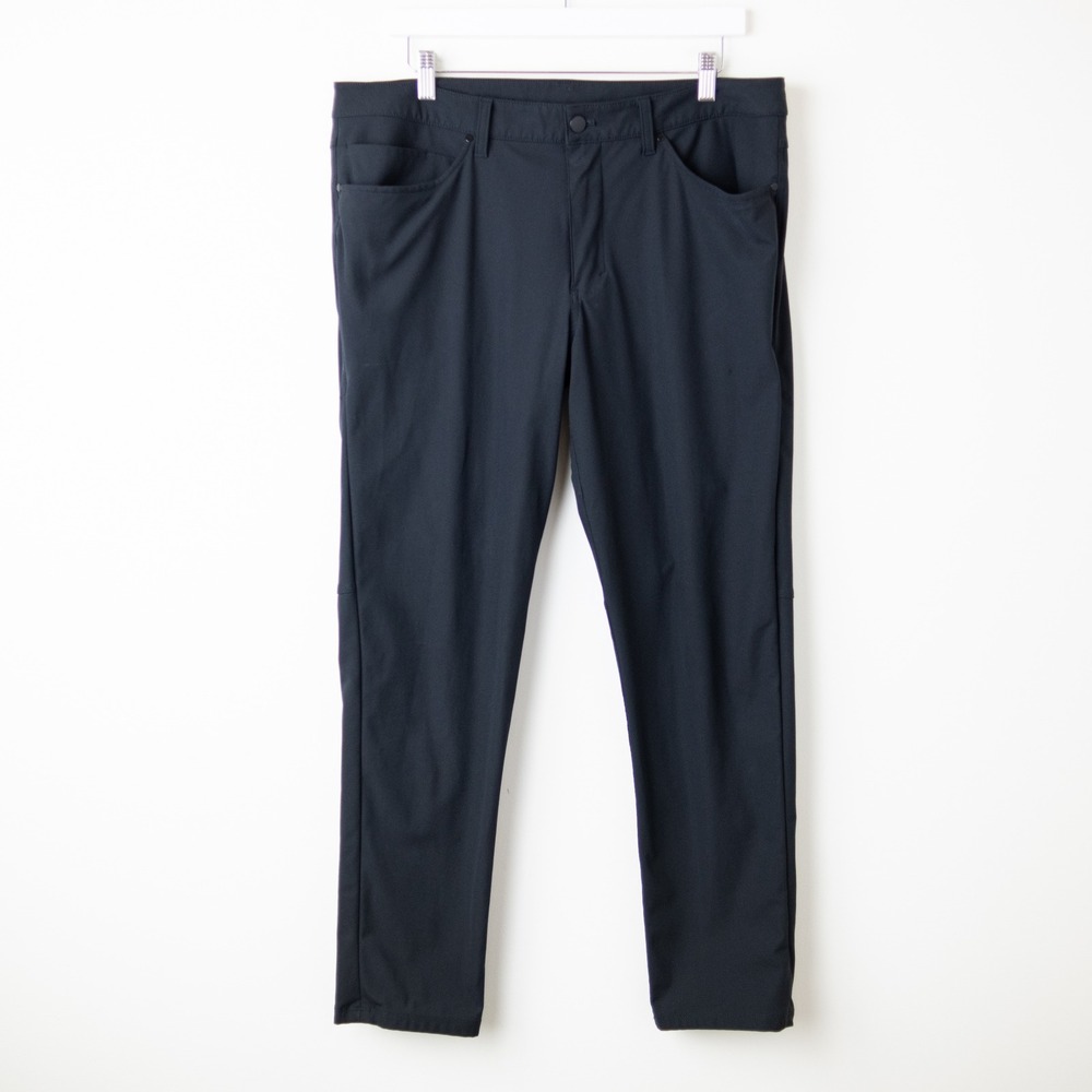 Lululemon ABC Pant Slim Warpstreme Mens 36x32 Black 5-Pocket Golf Stretch M5AD9S